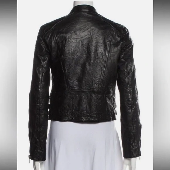 Polo Ralph Lauren Black Leather Moto Jacket | Real Cowhide | Women’s Size Small - Picture 4 of 13